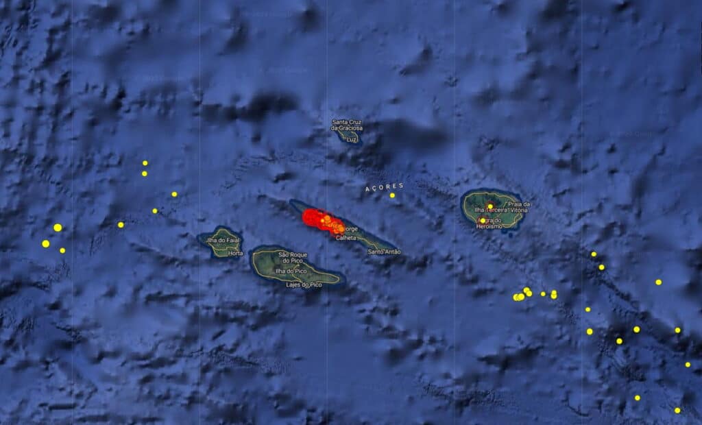 Záznam seismické aktivity na Azorech: Zhruba 1100 otřesů za méně než 48 hodin
